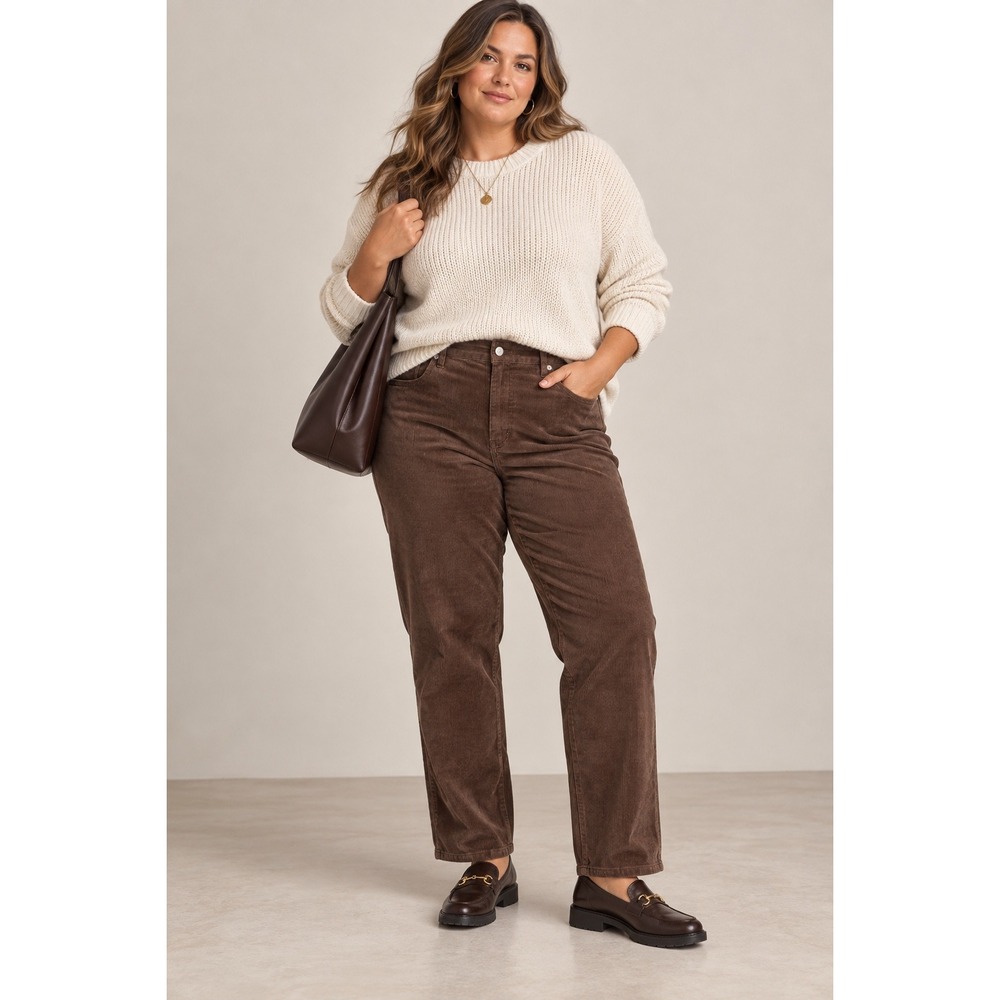 Old Navy OG Straight High Rise Corduroy Pants Brown 20 Heritage Preppy NWT